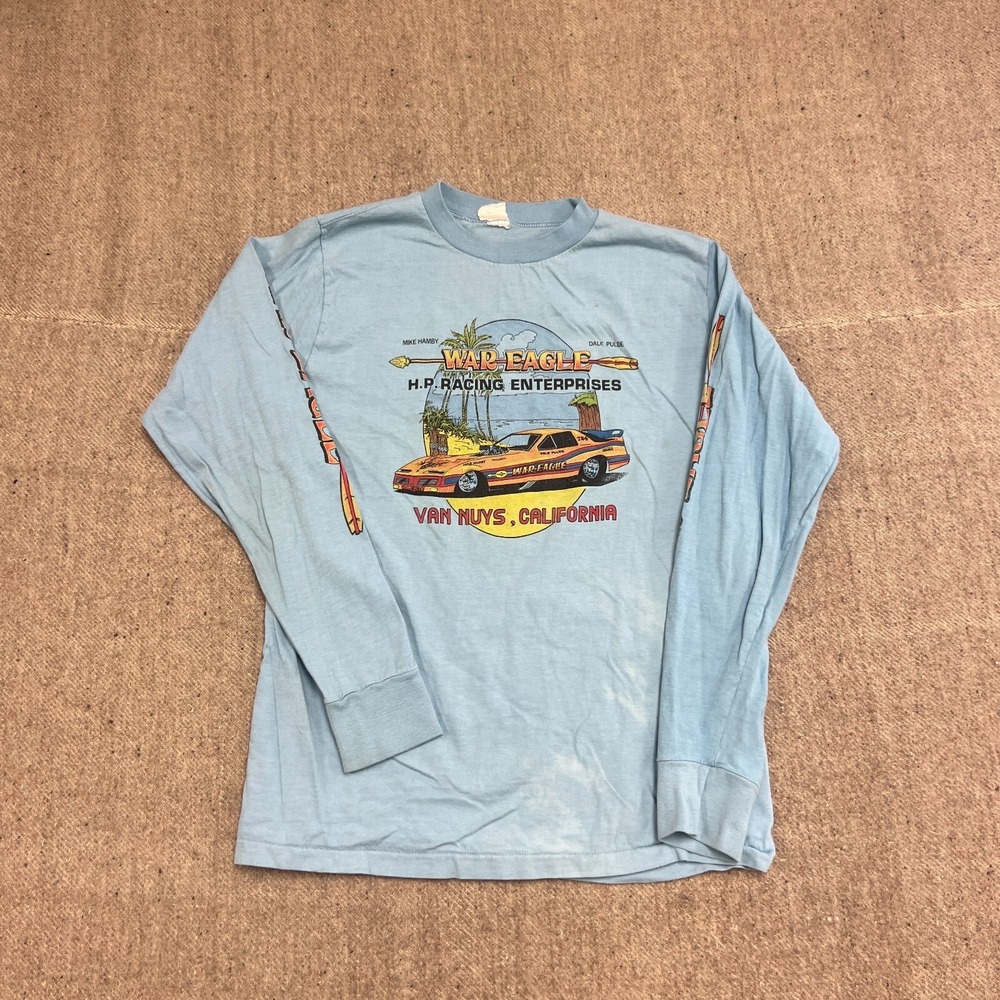 Vintage‎ War Eagle Racing Shirt Mens Small Blue 1980s California